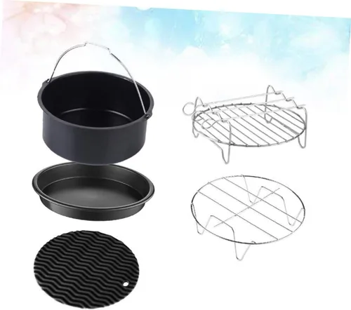 Miniatura 9 de Juego de 5 piezas de sartén de parrilla para horno, accesorios de parrilla redonda, bandeja para hornear, sartén redonda, kit de olla para pizza