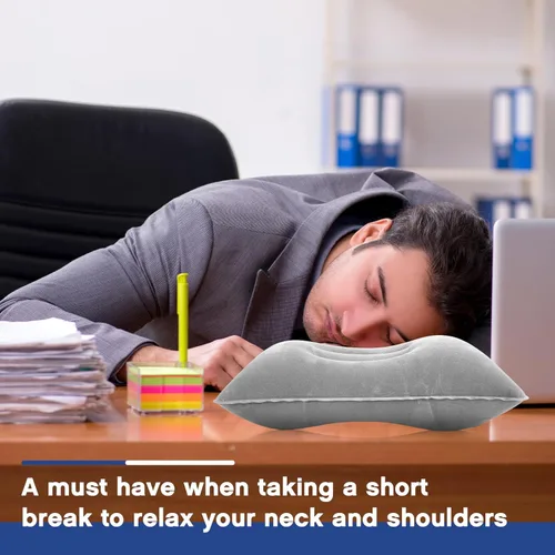 Miniatura 5 de Maitys 5 almohadas inflables de viaje portátil compacta, almohada de aire de tela flocada para mochileros para camping, senderismo, oficina en casa