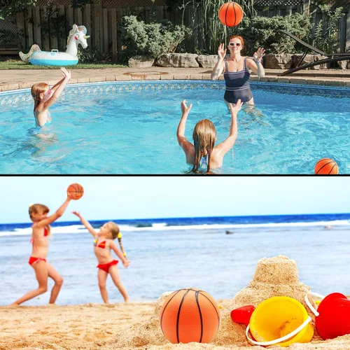 Miniatura 6 de Oleitodh 40 Piezas Juego de Mini Pelotas de Baloncesto de 5 Pulgadas a Granel con Bomba, Pelotas de Baloncesto Pequeñas de PVC para Juegos de Aro