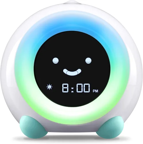 LittleHippo Mella: Reloj despertador para niños, entrenador de sueño para niños listo para despertar, luz nocturna, máquina de sonidos y OK para