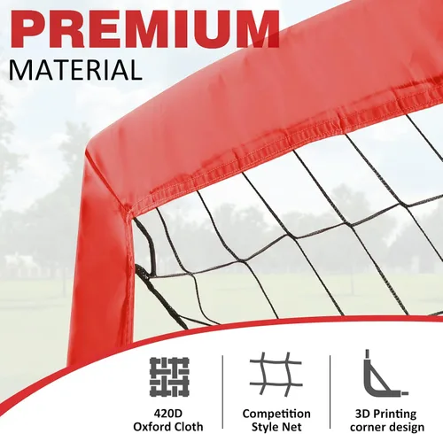 Miniatura 5 de BOHEN 6x4 FT Kids Soccer Goals with Carry Bag, Portable Folding Soccer Net for Backyard Training, Indoor/Outdoor Use for Youth and Adult Rojo