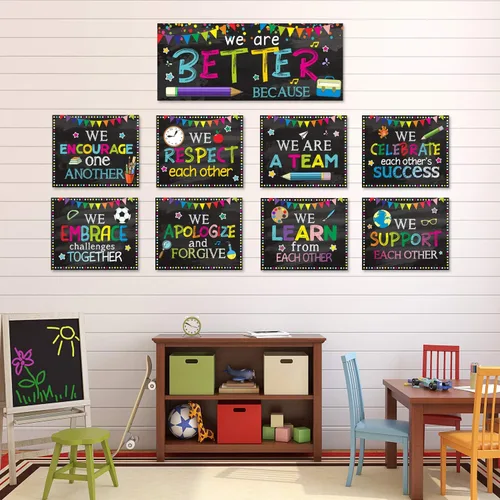 Miniatura 6 de Decoración de aula motivacional para tablón de anuncios, póster de regreso a clases, juego de carteles para jardín de infantes, preescolar
