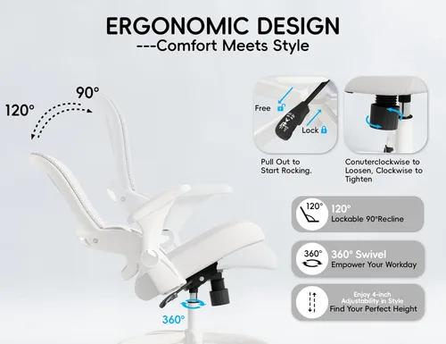 Miniatura 5 de TRALT Silla de oficina ergonómica con soporte trasero, sillas de escritorio de oficina en casa, silla de escritorio cómoda, silla de computadora