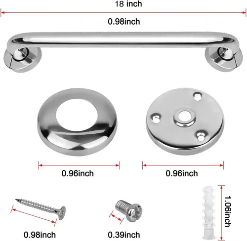 Miniatura 3 de Paquete de 2 barras de agarre de ducha de acero inoxidable para baño, barras de agarre para ducha de baño, barras de agarre para bañera duchas de 18