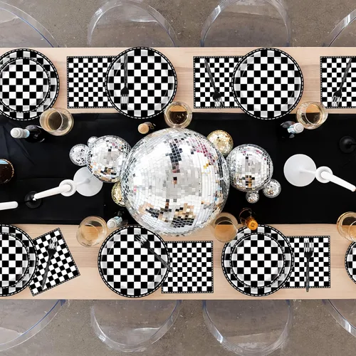 Miniatura 2 de 96 piezas de platos y servilletas a cuadros suministros de fiesta de coches de carreras decoraciones de cumpleaños con bandera a cuadros suministros