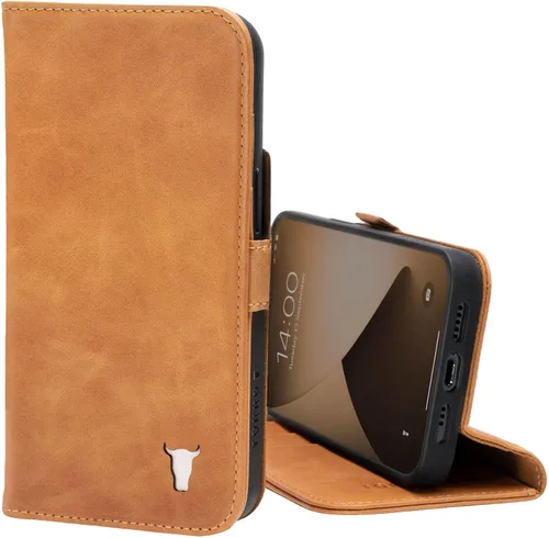 Miniatura 8 de TORRO Funda de cuero compatible con iPhone 12 / iPhone 12 Pro - Funda de piel auténtica tipo cartera con tarjetero y función de soporte