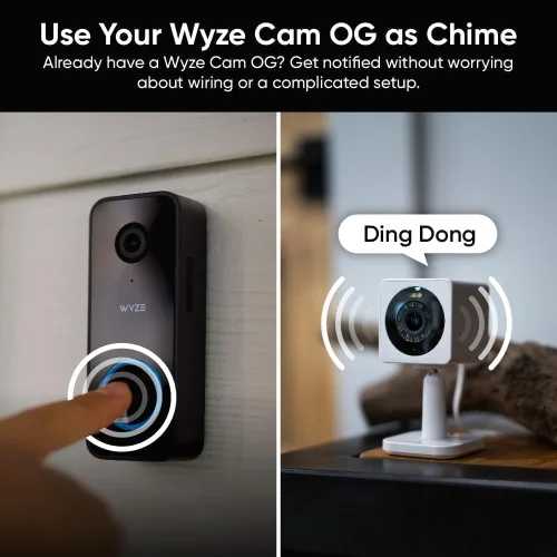Miniatura 7 de Cámara de timbre v2 + Kit de cuña, timbre de video inteligente 2K con aviso de voz activado por movimiento, visión nocturna, audio bidireccional