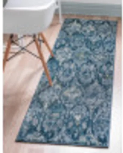 Miniatura 3 de Unique Loom Sumter Collection - Alfombra de área Brewton (2 pies x 6 pies, azul marino/azul)