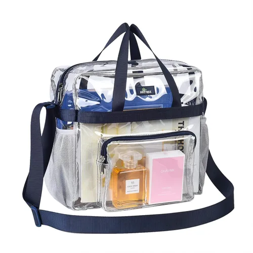 Miniatura 71 de MAY TREE Bolsa transparente para eventos en estadios de 12 x 6 x 12 pulgadas, bolsa de almuerzo transparente con correas reforzadas para trabajo