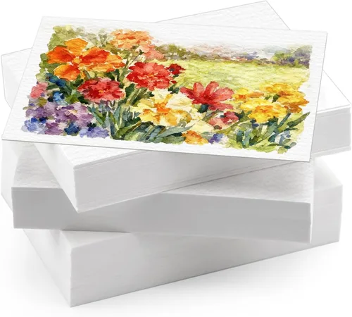 Miniatura 10 de Fyess 120 piezas de papel de acuarela 100% algodón prensado en frío blanco de 160 libras, papel para dibujo a granel para estudiantes y artistas
