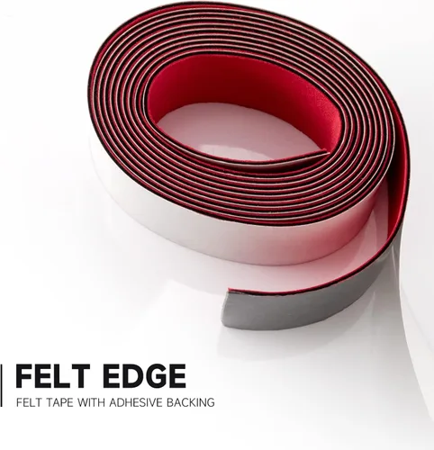 Miniatura 3 de FOSHIO Fieltro de micro fibra para envolver bordes de escobilla de 6.6 ft de longitud, fieltro rojo para cubrir los bordes de las escobilla de goma