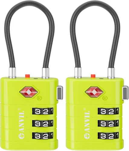 Miniatura 20 de ANVIL Candados para Equipaje Aprobados por TSA – Candados de Viaje de Combinación TSA008 de Alta Seguridad con Indicador de Inspección para Maletas
