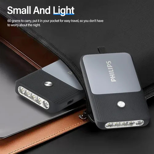 Miniatura 2 de Philips SFL3403 Luz de Mano Brillante de 350 Lúmenes de Alto Flujo con 5 Modos, Linternas LED Recargables Portátiles, Mini Linterna EDC USB con Luz