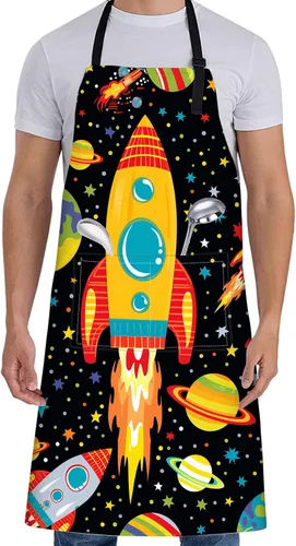 Miniatura 7 de Fun Space Adventure Delantal para mujer con cohete y planeta, 28 x 33 pulgadas
