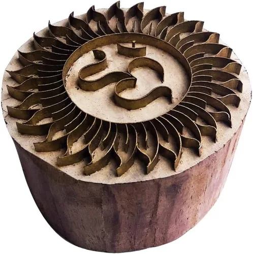 Miniatura 25 de Sello de Arcilla de Madera con Patrón de Loto de Latón para Impresión Rural BSCtag001