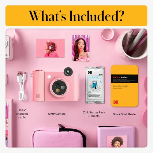 Miniatura 3 de KODAK Smile+ Paquete de regalo para cámara digital instantánea 2 en 1 e impresora fotográfica + estuche + paquete de 20 papel fotográfico Zink
