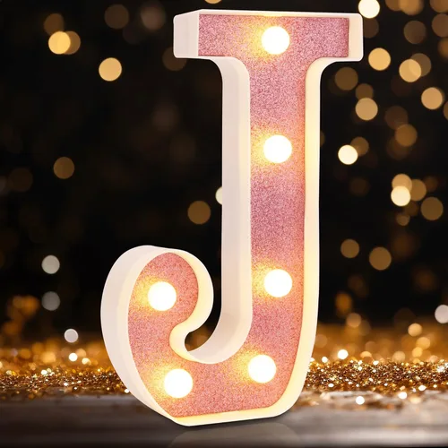 Miniatura 27 de Letras pequeñas de marquesina LED, letras iluminadas, letras LED de 8.58 pulgadas, letrero iluminado a pilas para mesa, fiesta, cumpleaños