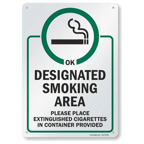 Miniatura 4 de SmartSign Cartel de "Área designada para fumar, por favor use los contenedores de cigarrillos proporcionados", plástico de 10 x 14 pulgadas Plástico