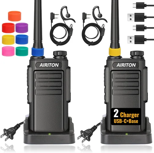 Walkie Talkies de largo alcance para adultos, radio bidireccional recargable Walkie Talkie UHF con batería de iones de litio de 1500 mAh, cargador