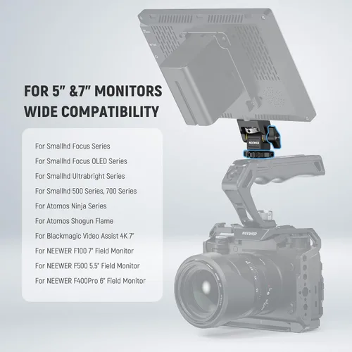 Miniatura 7 de NEEWER Soporte para monitor de cámara con zapata fría, tornillo antitorsión de 1/4 pulgadas para monitor de campo de 5 y 7 pulgadas, compatible