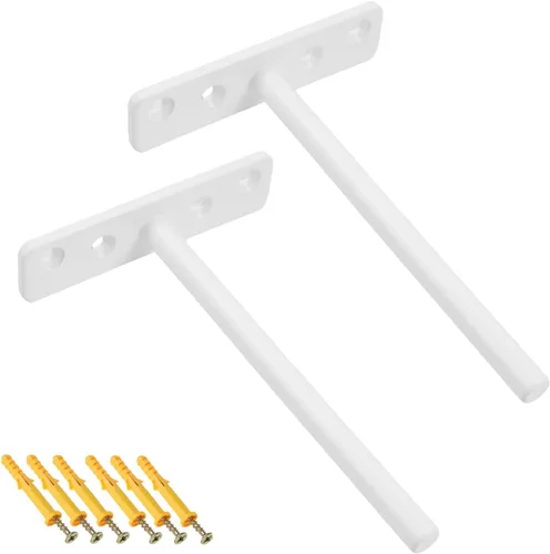 Miniatura 10 de Soportes flotantes para estantes de 3 pulgadas, resistentes y ocultos, color negro, soporte invisible para estantes de madera flotantes, 4
