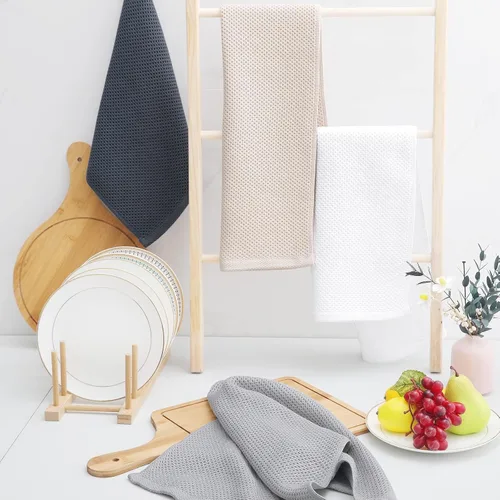 Miniatura 46 de Homaxy Trapos de cocina de 100% algodón, tejido de punto gofre, ultrasuaves, absorbentes y de secado rápido, 12 x 12 pulgadas, paquete de 6, blanco