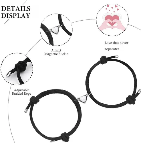 Miniatura 3 de Pulseras magnéticas para parejas, pulseras de atracción mutua, votos de amor eterno, pulseras de pareja ajustables, regalos de joyería expresan amor