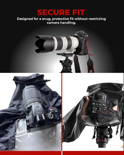 Miniatura 2 de REFLEX CAMERA Funda protectora universal impermeable para lluvia DSLR/SLR con mangas de cordón y ventana de visión transparente para Sony, Canon