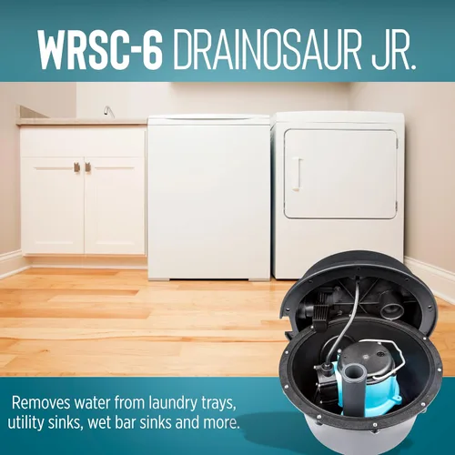 Miniatura 4 de Little Giant WRSC-6 Bomba de sumidero automática compacta para debajo del fregadero Drainosaur de 115 voltios, 1/3 HP, 2760 GPH/Sistema de fregadero