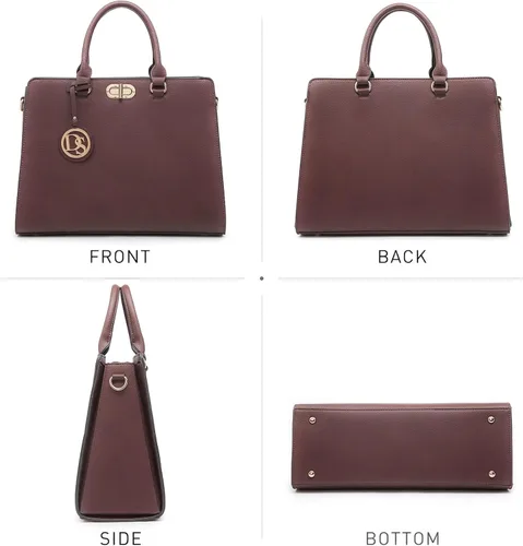 Miniatura 3 de Dasein Bolsos de mano para mujer, bolsos de mano con asa superior, bolsos de trabajo, bolsos de hombro con embrague a juego, juego de 2 piezas