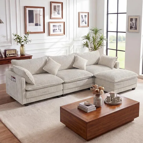 Miniatura 9 de Vesgantti Sofá de nube de 74 pulgadas para sala de estar, sofá modular de 2 plazas, sofá modular de pana de doble cojín, sofás pequeños de pana