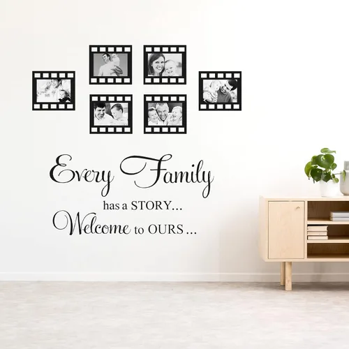 Miniatura 7 de Las calcomanías de pared familiares contienen 12 marcos de fotos, decoración de pared con texto en inglés «Our Family is a Circle » para sala