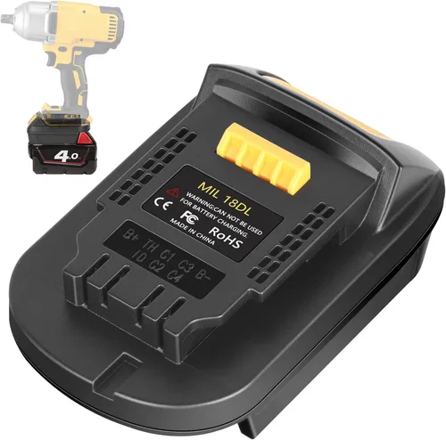 KUNLUN Convertidor de batería MIL18DL para adaptador de batería Milwaukee a Dewalt, convertidor para batería Milwaukee M18 de 18 V a batería Dewalt