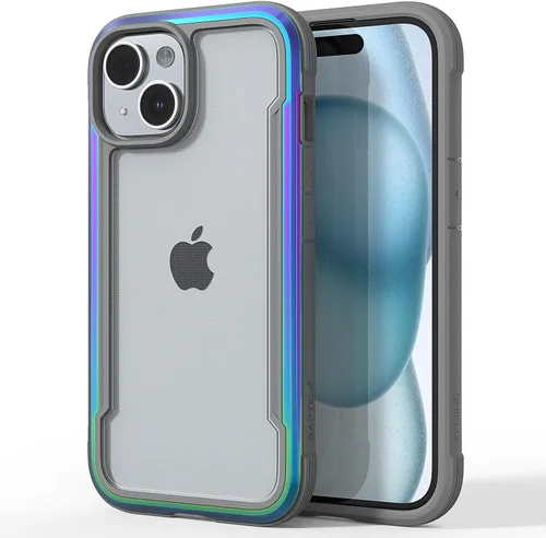 RAPTIC Shield para iPhone 15, funda protectora transparente a prueba de golpes, grado militar, probada en caídas de 10 pies, marco de aluminio