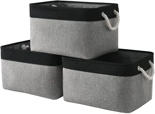 Miniatura 40 de Cesta de organización y almacenamiento para estantes - Paquete pequeño de 6 cestas de almacenamiento de tela plegables para organizar con asa