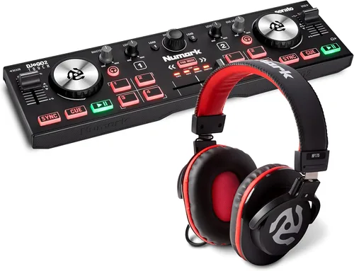 Miniatura 8 de Numark DJ2GO2 Touch - Controlador USB compacto de 2 platos para Serato DJ con mezclador/crossfader, interfaz de audio y rueda de selección