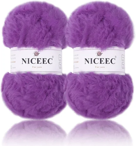 Miniatura 81 de NICEEC Hilo de Pelo Sintético Super Suave, Grueso y Esponjoso, Hilo de Pestañas para Crochet y Tejido (Longitud Total 192m/9.1kg) - Otoño/300g