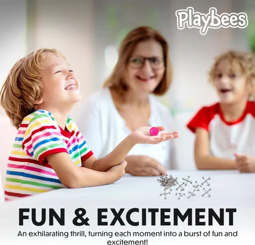 Miniatura 4 de Playbees Juego de Metal Jacks - 12 Sets - Entretenimiento retro para niños con jacks metálicos y pelota que rebota - Juego de jacks clásico