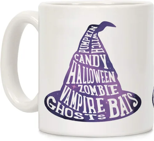 Miniatura 170 de LookHUMAN Taza de Café de Halloween – Halloween Is Meowgical Tazas, Taza de Café Espeluznante Idea de Regalos de Taza, 15 Onzas 10-Blanco