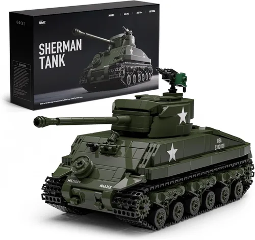 Nifeliz Sherman - Juego de construcción de tanques militares para adultos, juguete coleccionable de modelo militar de la Segunda Guerra Mundial para
