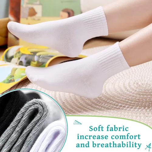 Miniatura 3 de Eyean Calcetines Deportivos Tipo Crew para Niños y Niñas de Algodón para Uniforme Escolar Casuales Básicos 6 Pares
