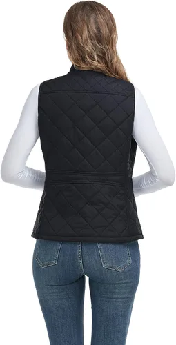 Miniatura 5 de LONGKING Chaleco para mujer con un bolsillo interior, cuello alto, ligero, con cremallera, acolchado, para mujer
