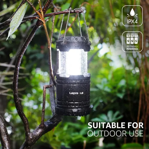 Miniatura 4 de Lepro Faroles LED para campamento con pilas, plegables, resistentes al agua IPX4, luces portátiles para exteriores, para emergencias, huracanes