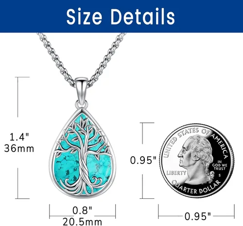 Miniatura 157 de Joyas de turquesa para mujeres y hombres de plata de ley 925 con colgante de urna para cenizas, collar con medallón de imagen, martillo de Thor