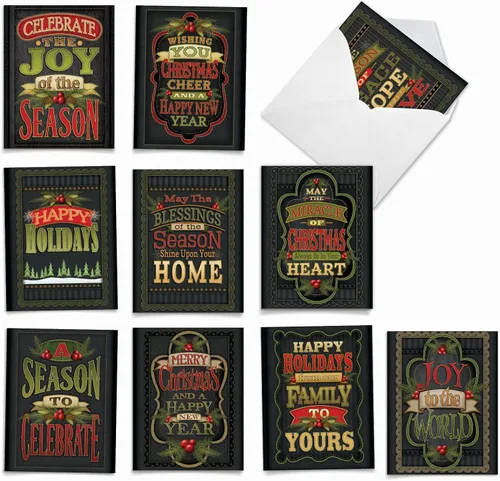 Miniatura 10 de The Best Card Company - 10 tarjetas navideñas de felicitación con sobres - Tarjetas festivas y divertidas surtidas para las vacaciones