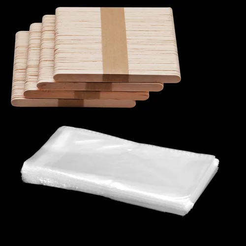 200 palitos de madera para paletas y 200 bolsas de paletas transparentes de plástico para hacer helados, para hacer bricolaje, suministros de helado