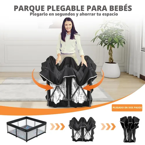 Miniatura 2 de Corral de juego plegable para bebés Taleco Gear con alfombra, 50''x50'' corral para bebés y niños pequeños, corral para bebés con puerta