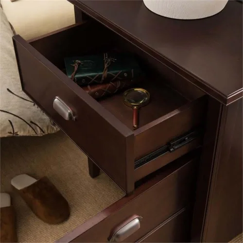 Miniatura 6 de BOWERY HILL Mesita de noche de madera dura con 1 cajón, 24 pulgadas de ancho x 16 pulgadas de profundidad x 28 pulgadas de alto, acabado de cereza