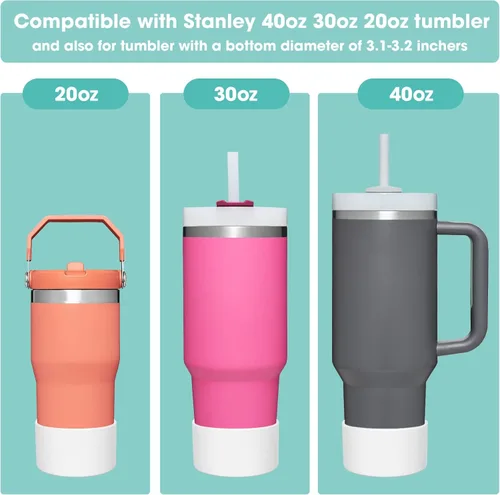 Miniatura 2 de Airboat - Paquete de 2 bases protectoras de silicona para vasos Stanley Quencher Adventure de 40 oz, 30 oz y IceFlow de 20 oz y 30 oz, base inferior