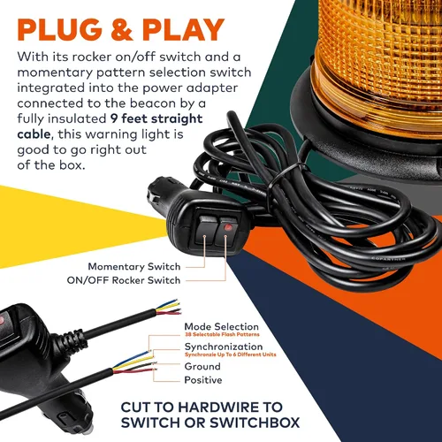 Miniatura 4 de LAMPHUS AURA 5.5" SAE Clase 1 LED de 12 W luz estroboscópica de emergencia Advertencia luz testigo para remolque construcción camiones Vehículos